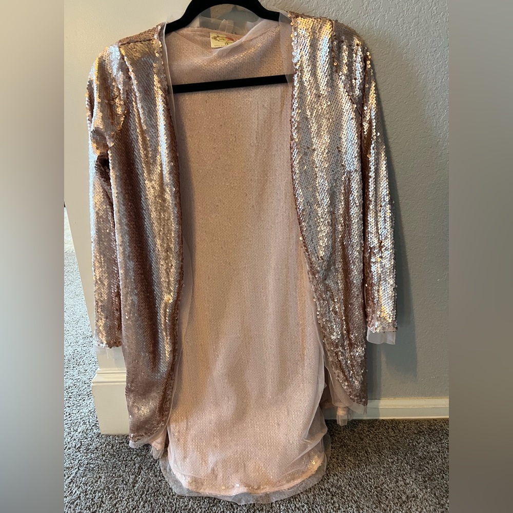 Rose gold long cardigan